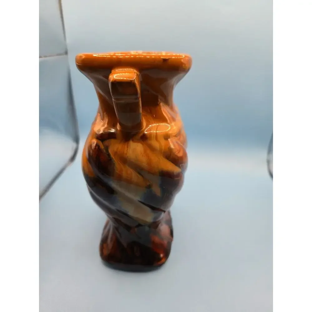 Vintage Mid Century Drip Glaze Pottery Vase Brown Amber MCM Unmarked